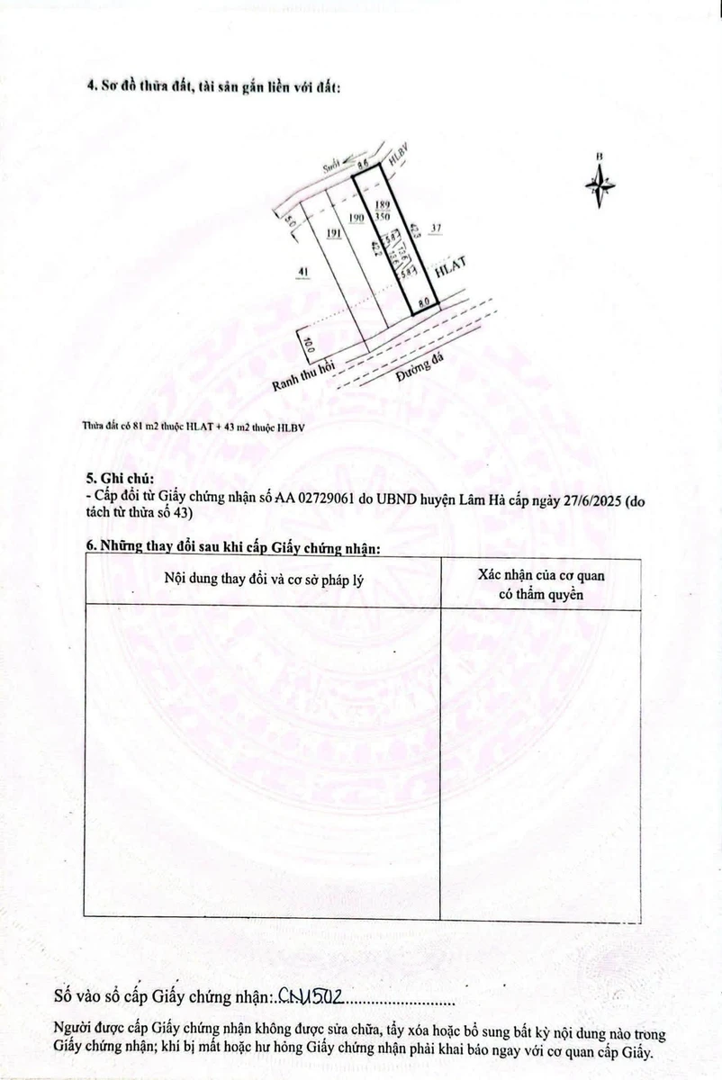 Bán đất mặt tiền 350m² Tỉnh Lộ 726 Phi Tô cũ 1 tỷ 550 - Ảnh thu nhỏ 3