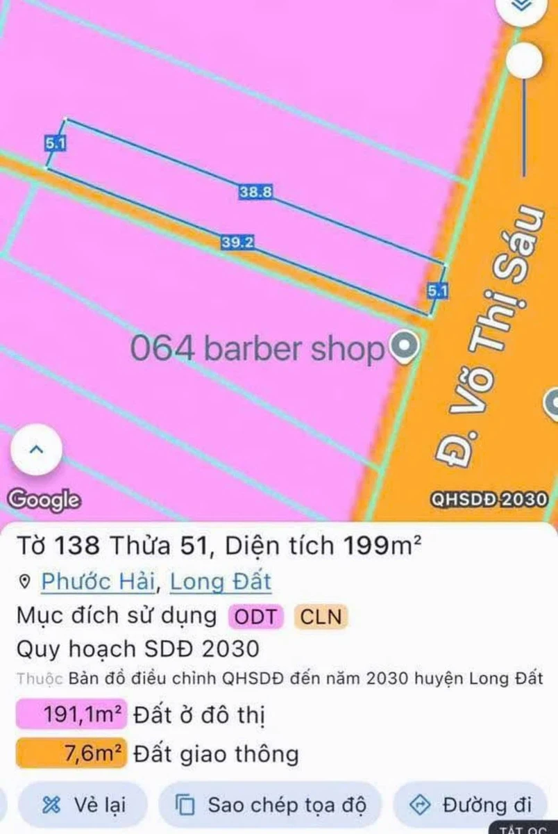 Bán đất góc 2 mặt tiền Võ Thị Sáu Phước Hải 200m2 - Ảnh thu nhỏ 4