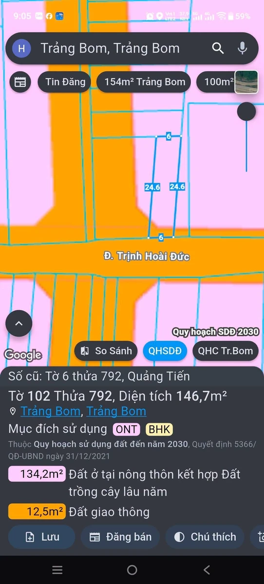 Bán đất mặt tiền góc 6x24m (144m²) Trảng Bom 2,75 tỷ - Ảnh 1