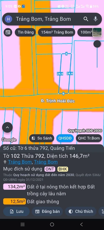Bán đất vườn 500m² Bảo Vinh, Đồng Nai, 1 tỷ 090 triệu msmn1