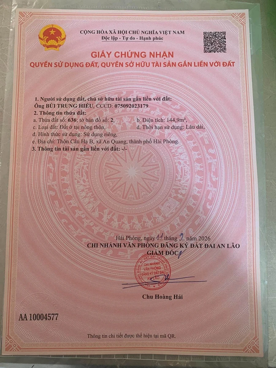 Bán nhà 144,9m² 3 phòng ngủ ở xã An Quang, Hải Phòng - Ảnh 1