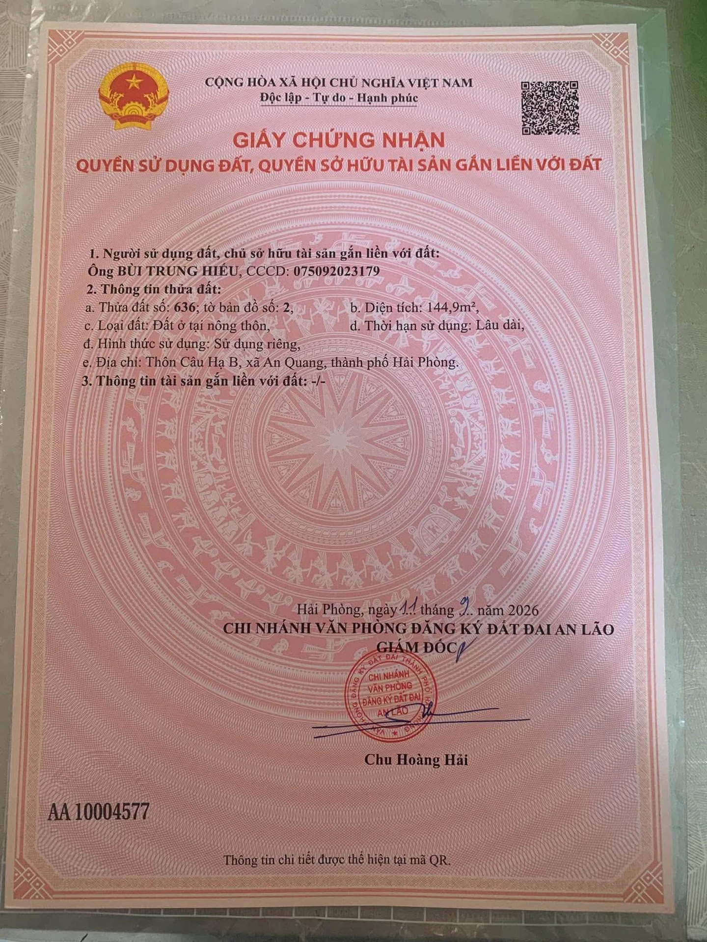 Bán nhà 144,9m² 3 phòng ngủ ở xã An Quang, Hải Phòng - Ảnh 1