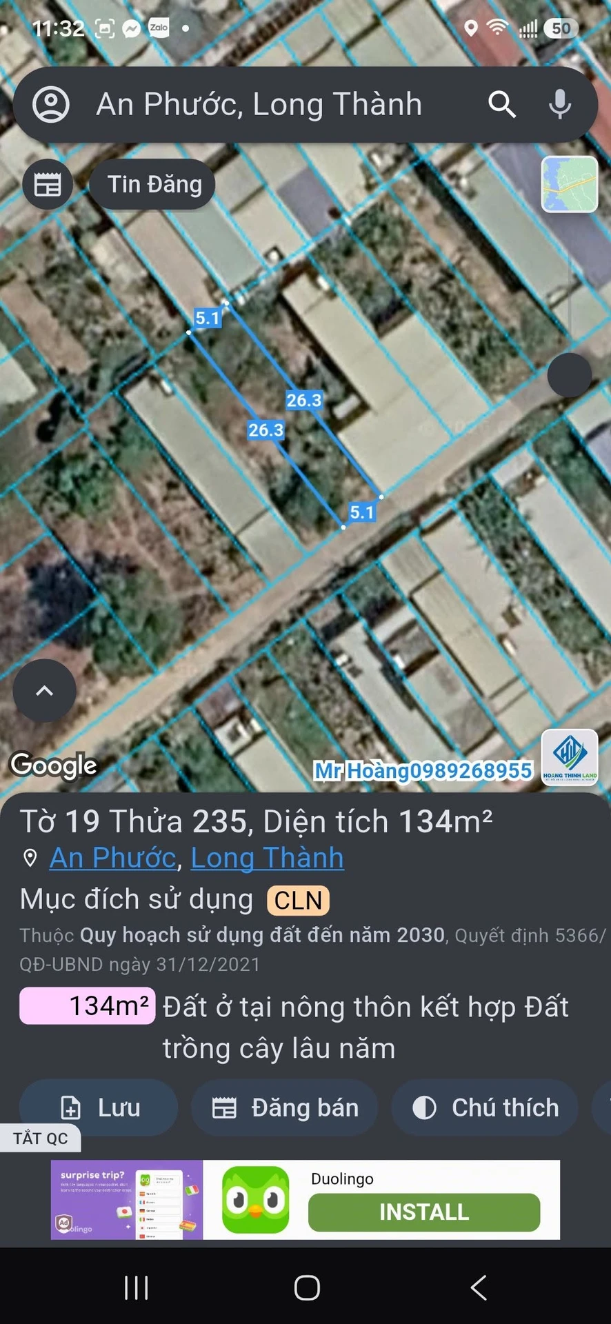 Bán đất An Phước 132,6 m² sổ riêng 1 tỷ 2 - Ảnh 1