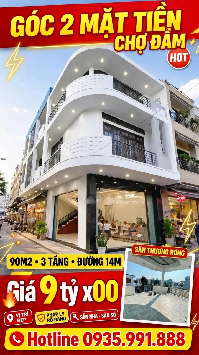 Bán nhà 3 tầng 4PN mặt tiền Chợ Đầm, Quy Nhơn 79m2 - Ảnh 1