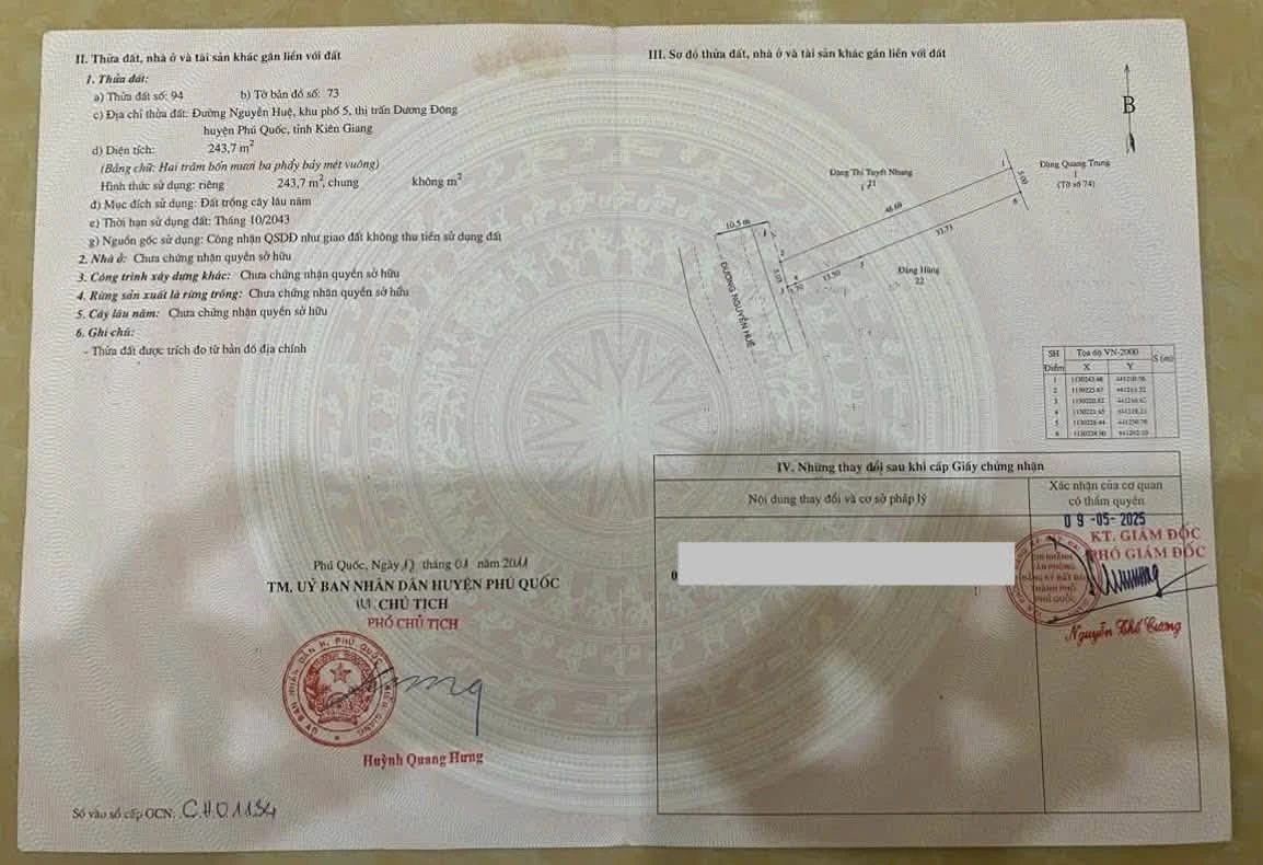 Bán đất mặt tiền Nguyễn Huệ 243m2, ngang 5m, trung tâm Dương Đông, giá 7 tỷ - Ảnh thu nhỏ 2
