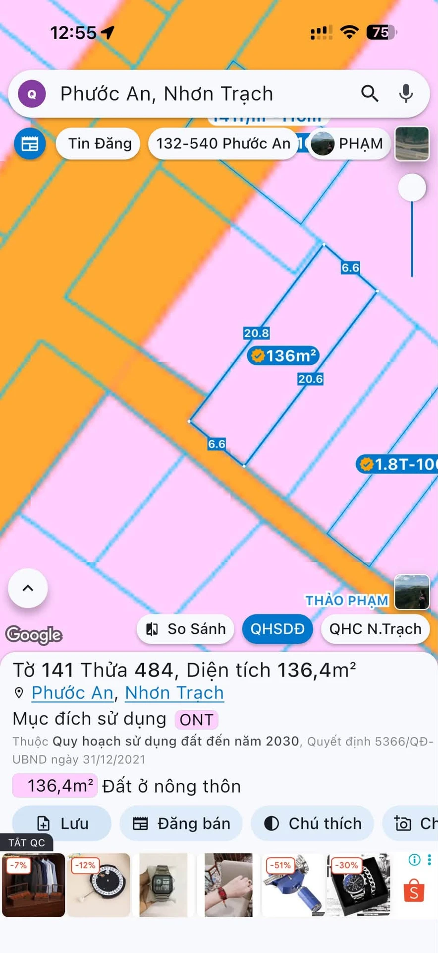 Bán đất nền Phước An 136m2, Nhà Bè, 2 tỷ 50 - Ảnh 1