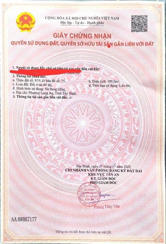 Bán đất thổ mặt tiền đường Nguyễn Văn Siêu, Phường Long An, Tây Ninh giá 1,15 tỷ