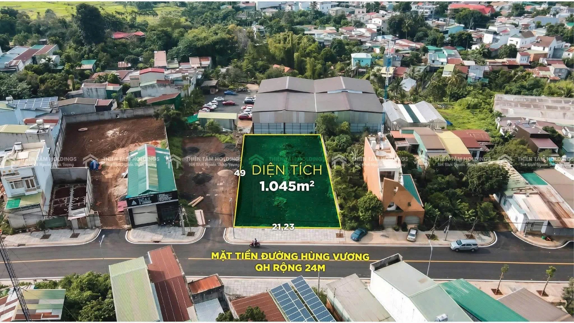 Bán đất 21m mặt tiền Hùng Vương, 1.045m², Buôn Ma Thuột - Ảnh 1