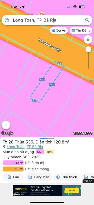 Bán lô đất mặt tiền Trần Quang Diệu Bà Rịa 123m2, 2 tỷ 750
