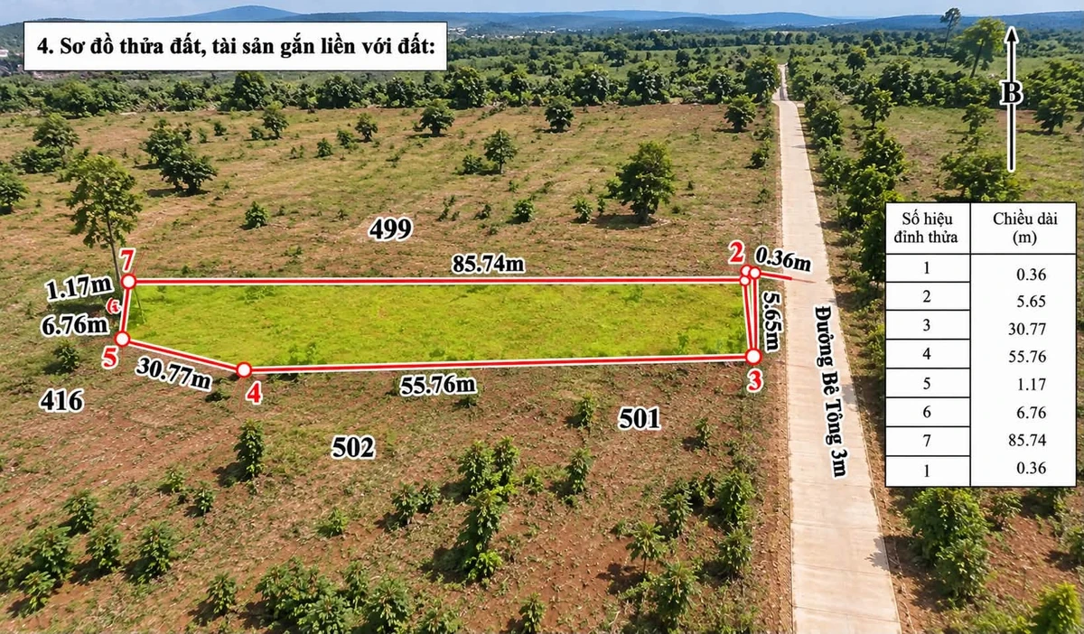 Bán lô đất nông nghiệp 500m2 bìa riêng, mặt tiền đường bê tông, Phường Buôn Ma Thuột, giá 465 triệu - Ảnh thu nhỏ 2