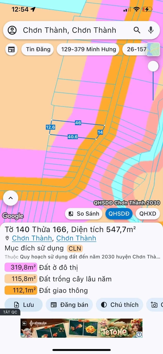 Bán đất sào Chơn Thành 480m2, 12m mặt tiền, 450 triệu - Ảnh thu nhỏ 4