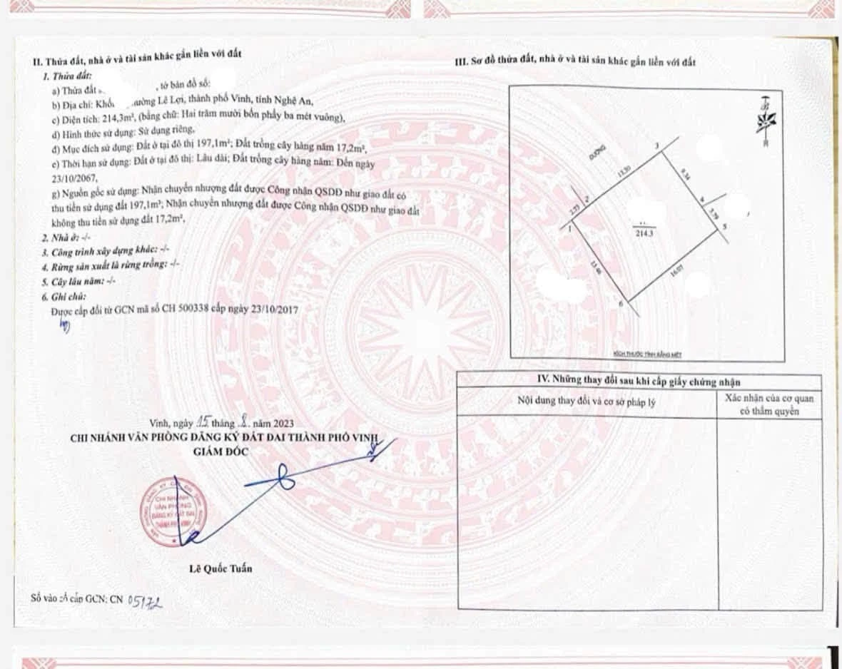 Bán đất 214m2 mặt tiền 10m Hoàng Xuân Hãn, TP Vinh - Ảnh 1