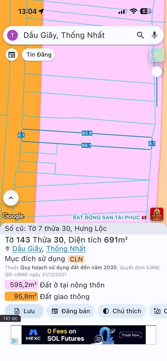 Đất nền 700m² mặt tiền Dầu Giây, Bình Dương, giá 2 tỷ - Ảnh 1
