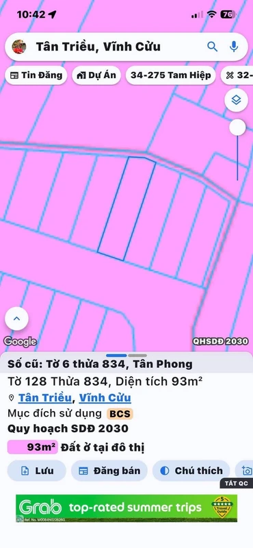 Bán đất sổ riêng 90m² Tân Phú 2 tỷ 250 triệu
