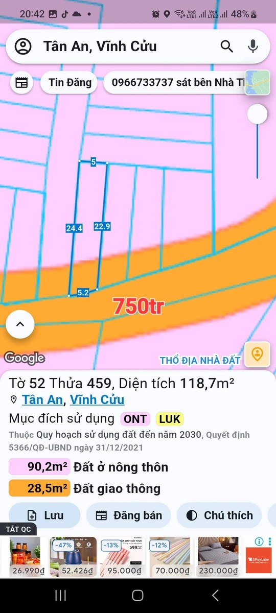 Bán đất nền sổ riêng, thổ cư giá từ 750 triệu tại Tân An, Đồng Nai - Ảnh thu nhỏ 3