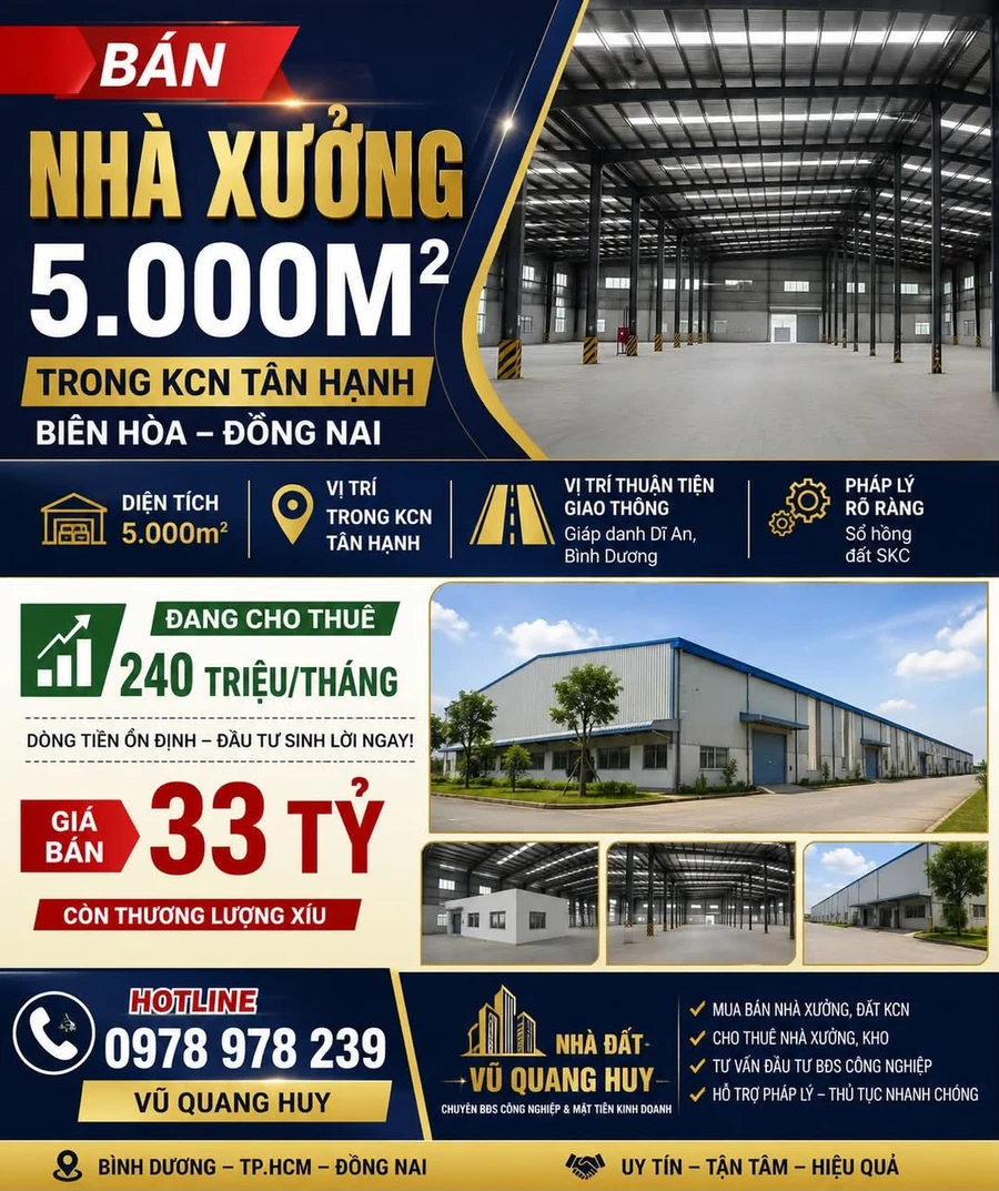 Bán nhà xưởng 5.000m² Tân Hạnh Biên Hòa, giá 30 tỷ - Ảnh 1