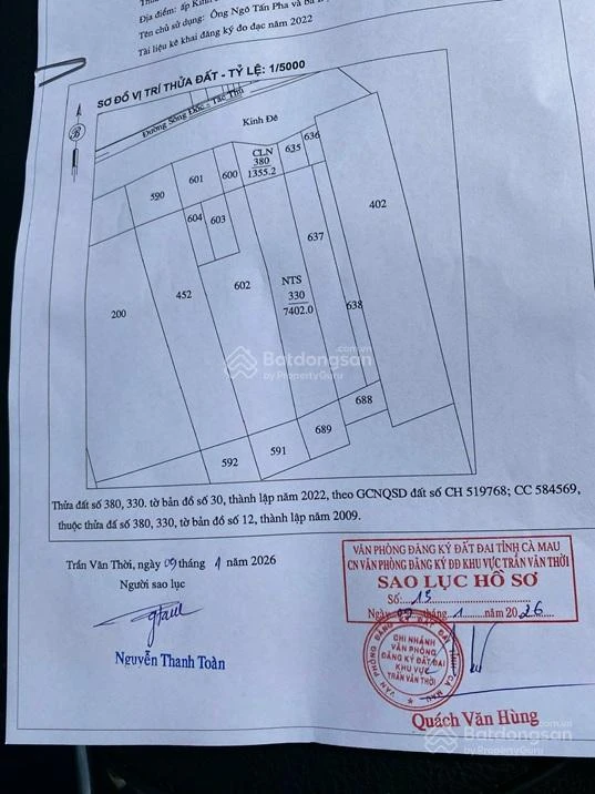 HOT HOT CHÍNH CHỦ CẦN BÁN ĐẤT VỊ TRÍ ĐẸP TẠI Xã Khánh Hưng, H. Trần Văn Thời, Cà Mau - Ảnh thu nhỏ 5