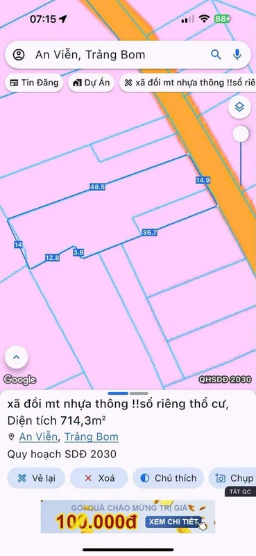Bán đất 121m² Đảo VIP Hòa Xuân Đà Nẵng 7 tỷ 3 1ty1