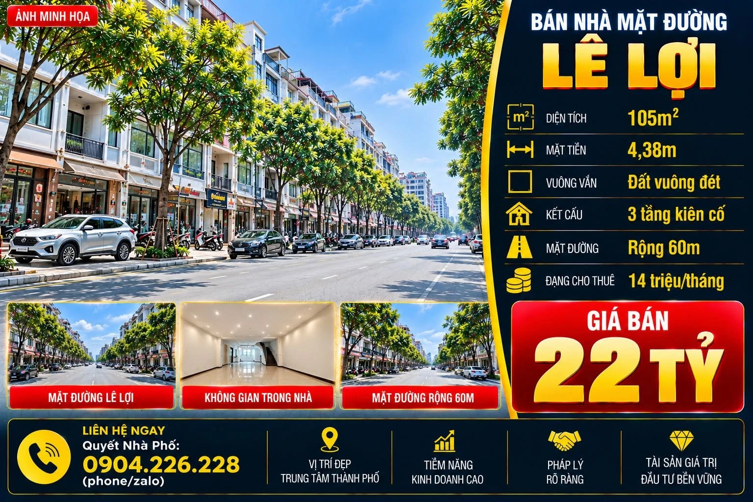 Bán nhà mặt đường Lê Lợi, Hải Phòng, 105m², 22 tỷ - Ảnh 1