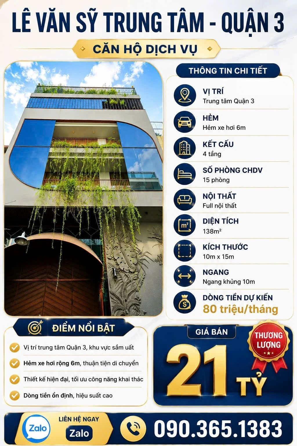 Bán nhà 4 tầng 138m² Lê Văn Sỹ Quận 3, 21 tỷ - Ảnh 1