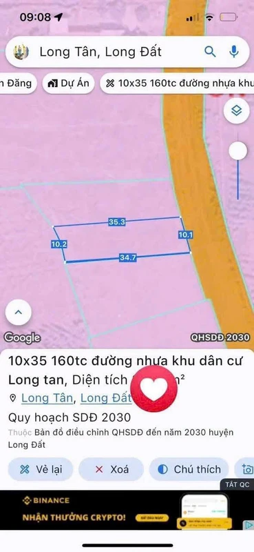 Bán đất vườn 350m² mặt tiền đường 765 cũ Long Tân