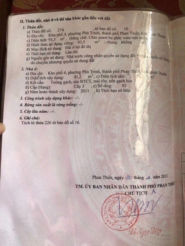 Bán nhà 1 trệt 1 lầu 93.5m2 Phú Trinh Phan Thiết