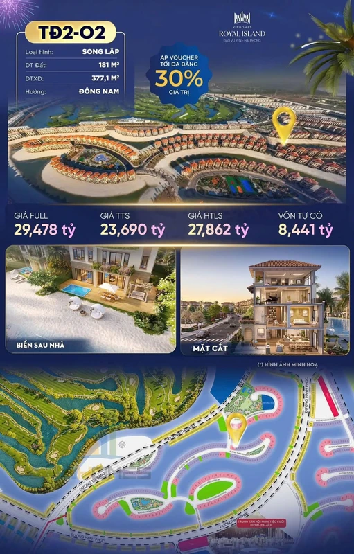 Bán song lập Isla Bella 377m² tại Vinhomes Royal Island Hải Phòng