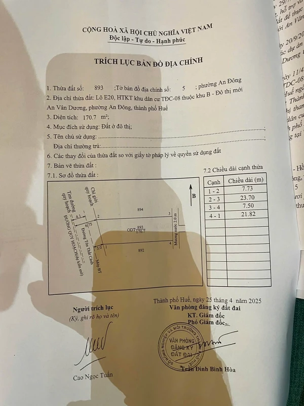 Bán lô đất mặt tiền 170m2 view sông Huế