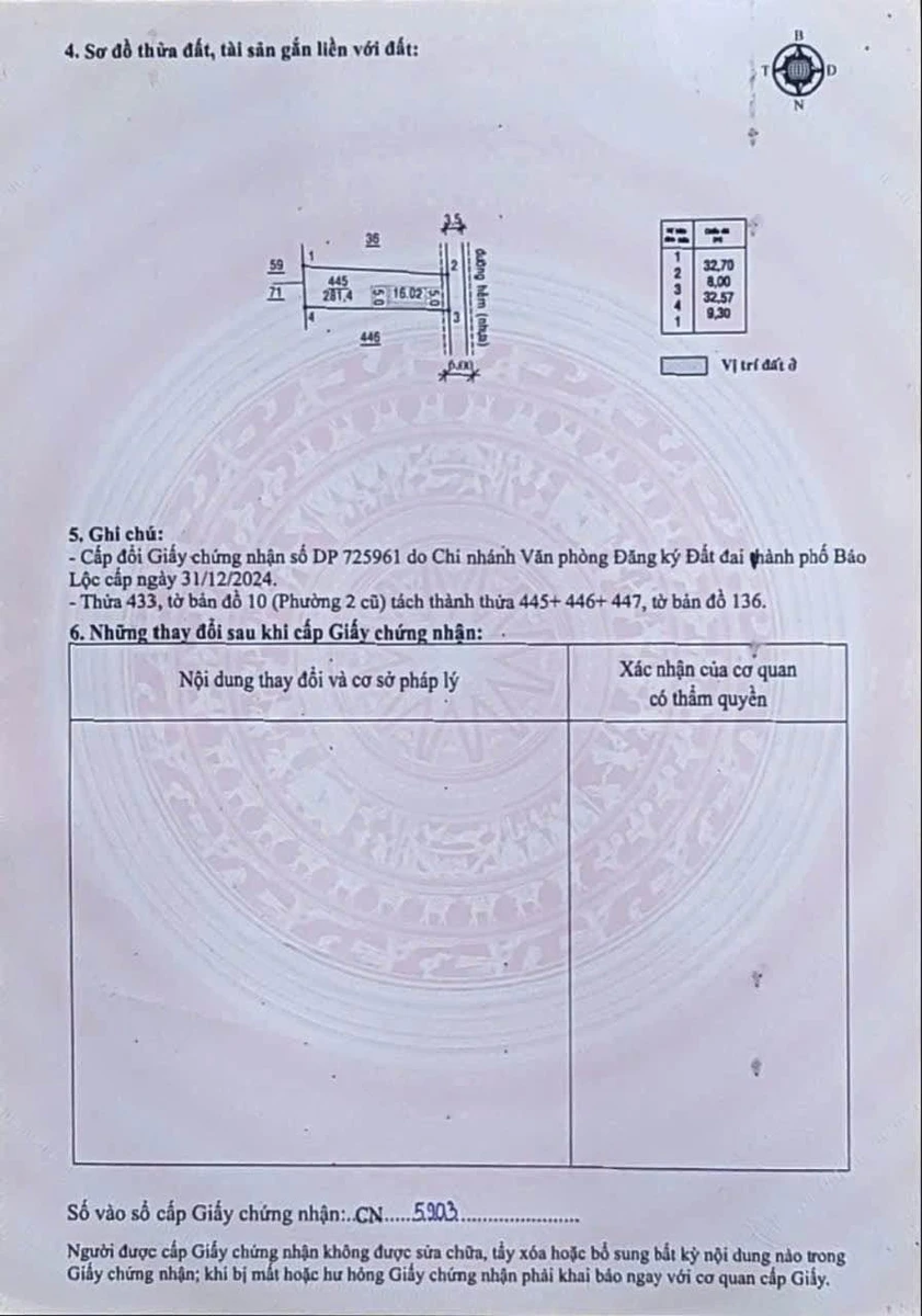 Bán lô đất hẻm Lý Chính Thắng 280m² Bảo Lộc - Ảnh thu nhỏ 3
