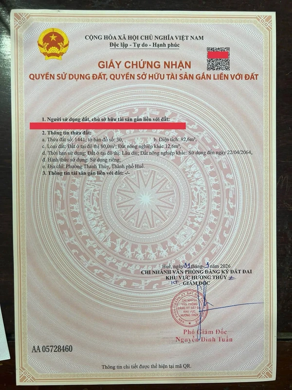 Bán đất 93m2 ngang 5m đường Phùng Lưu, Huế, giá 1,6 tỷ, phù hợp xây trọ