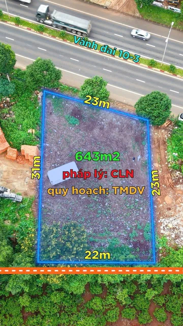 Bán lô đất 22x30m 2 mặt tiền đường Vành Đai 10/3, Buôn Ma Thuột, giá 7,8 tỷ - Ảnh 1