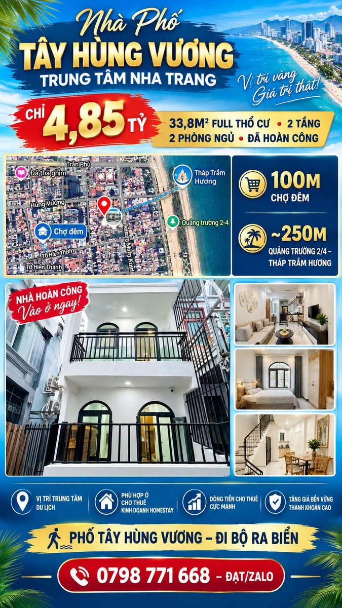 Bán nhà phố Tây Hùng Vương Nha Trang 33,8m² 4,85 tỷ - Ảnh thu nhỏ 2