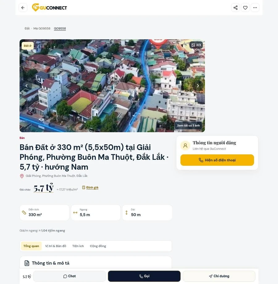 Bán đất ở 330 m² Giải Phóng, Buôn Ma Thuót, Đắk Lắk - Ảnh thu nhỏ 2
