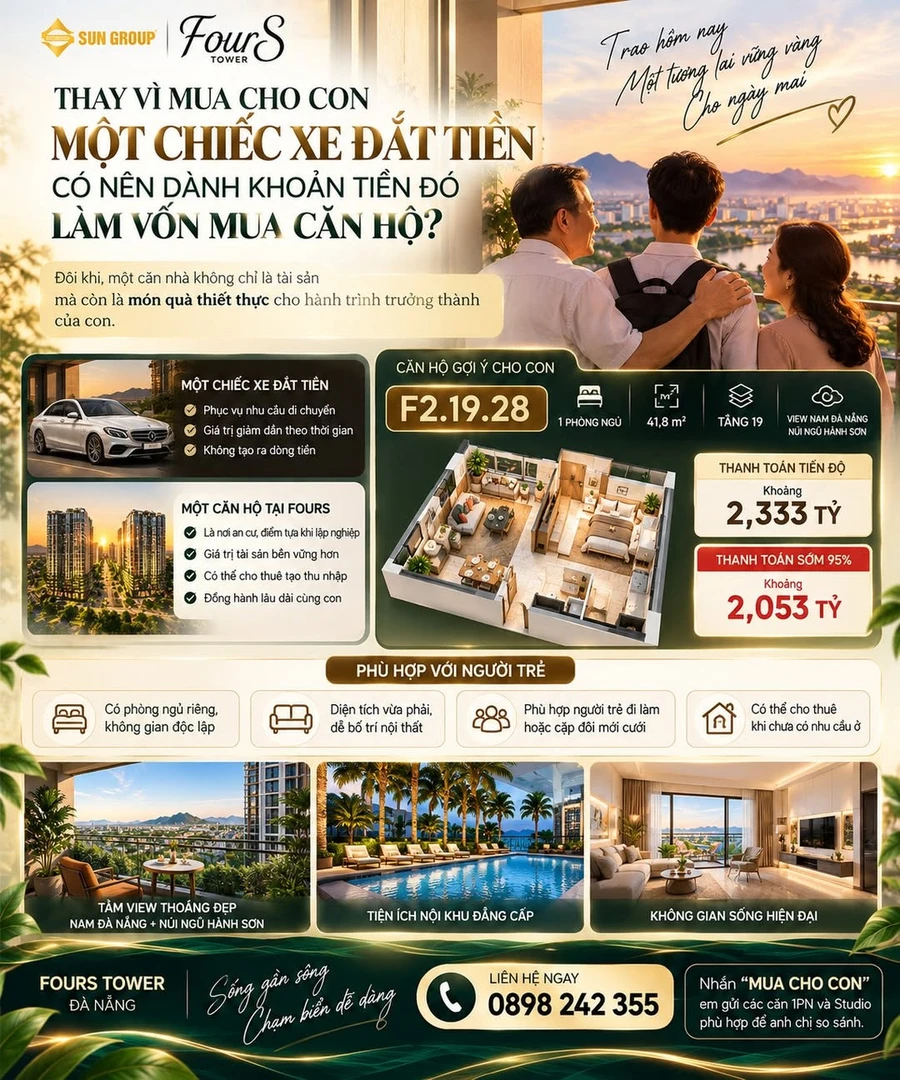 Bán căn hộ 1PN 41,8m² tầng 19 FourS Tower Đà Nẵng - Ảnh 1