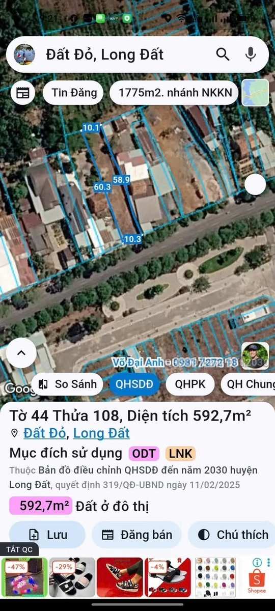 Bán đất mặt tiền QL55 Đất Đỏ 593m² giá 4,8 tỷ - Ảnh thu nhỏ 3