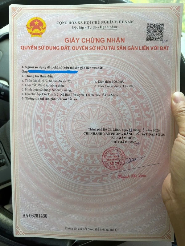 Bán đất 100m² khu Trung tâm Hành chính Bắc Tân Uyên, 1,2 tỷ