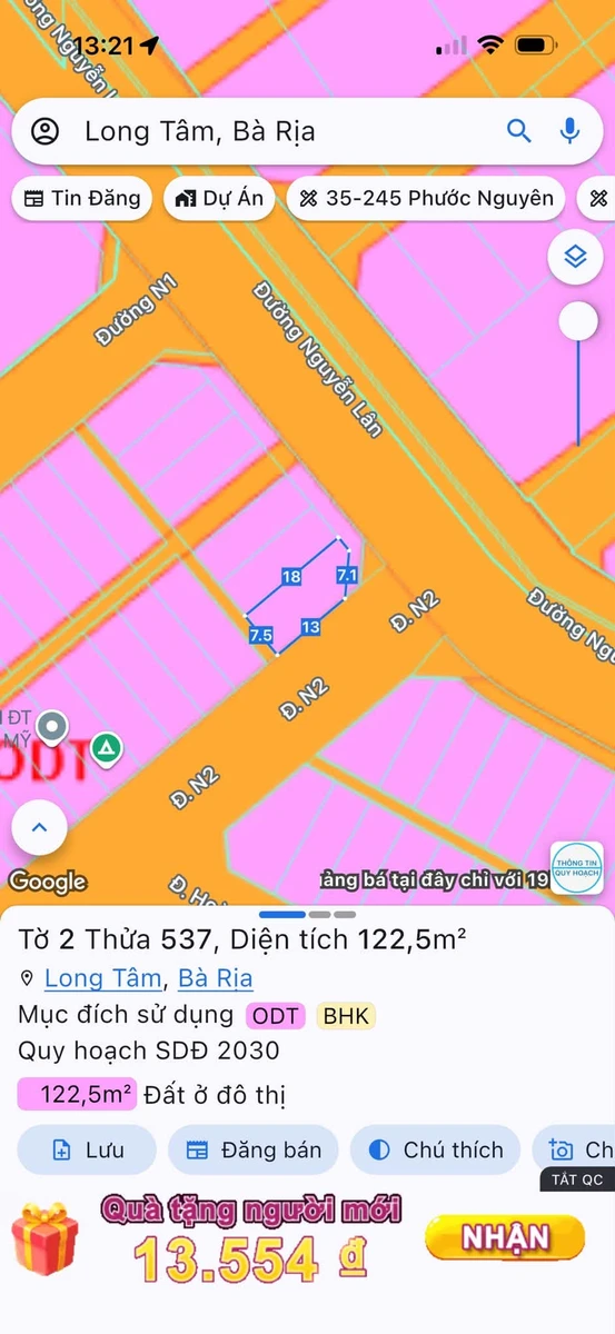 Bán lô đất mặt tiền kinh doanh 122,5m² Bà Rịa, hạ giá 4,58 tỷ - Ảnh 1