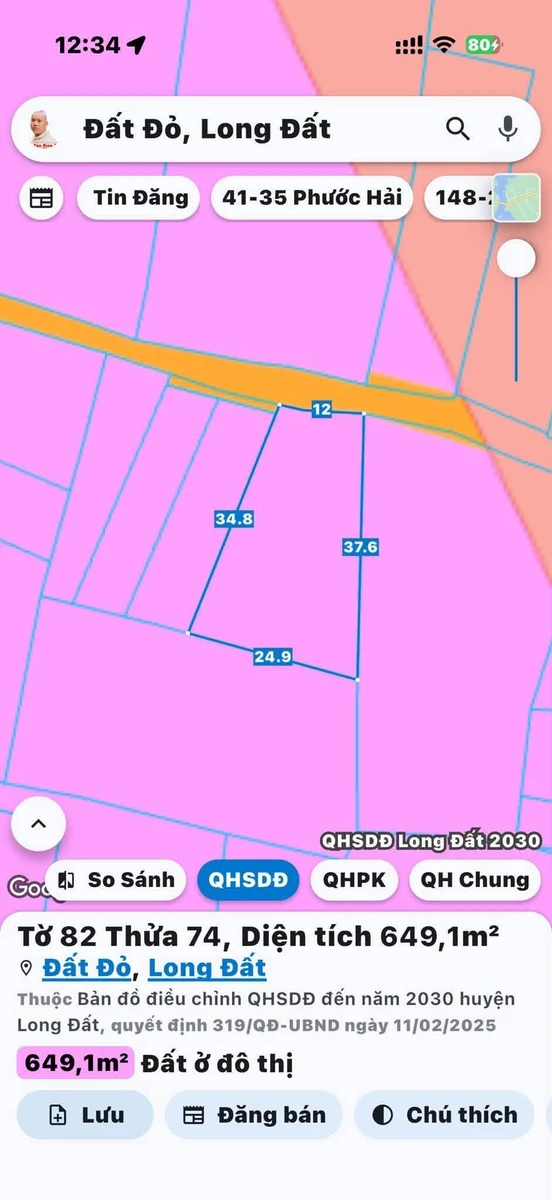 Bán lô đất 649m2 xã Đất Đỏ, 2.25 tỷ - Ảnh thu nhỏ 4