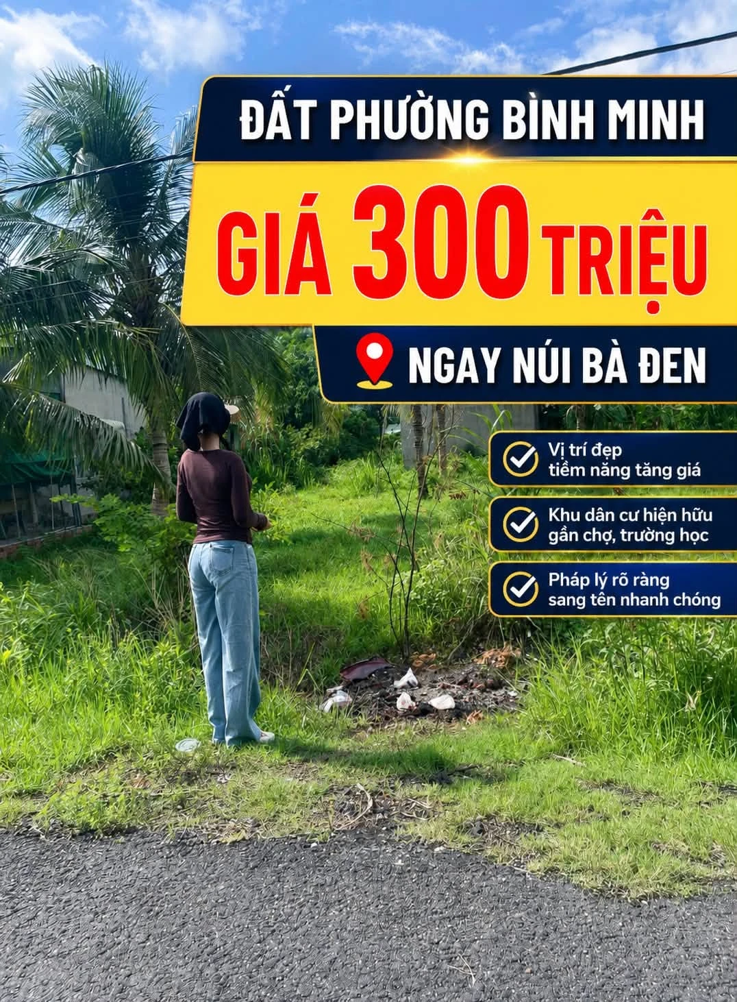 Bán đất 114m2 có sổ tại Phường Bình Minh, Tây Ninh 300 triệu - Ảnh 1