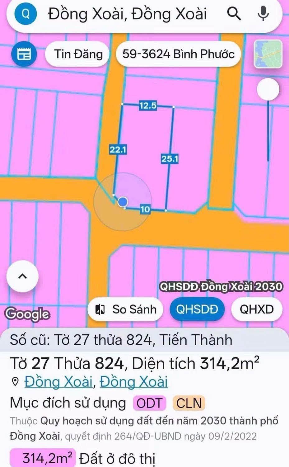 Bán đất góc 2 mặt tiền Đồng Xoài 312,5m² - Ảnh thu nhỏ 2