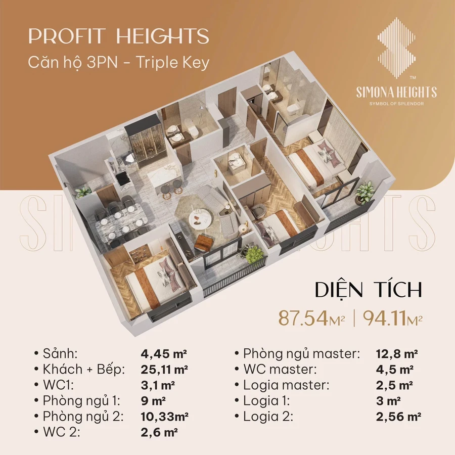 Bán căn hộ 3PN full nội thất Simona Heights Quy Nhơn 94m², 3.8 tỷ - Ảnh thu nhỏ 3