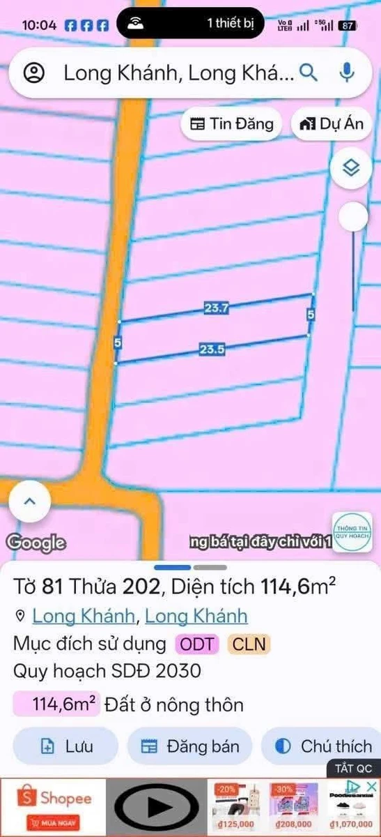 Bán đất nền Bàu Trâm Long Khánh 115 m² 1,2 tỷ - Ảnh 1