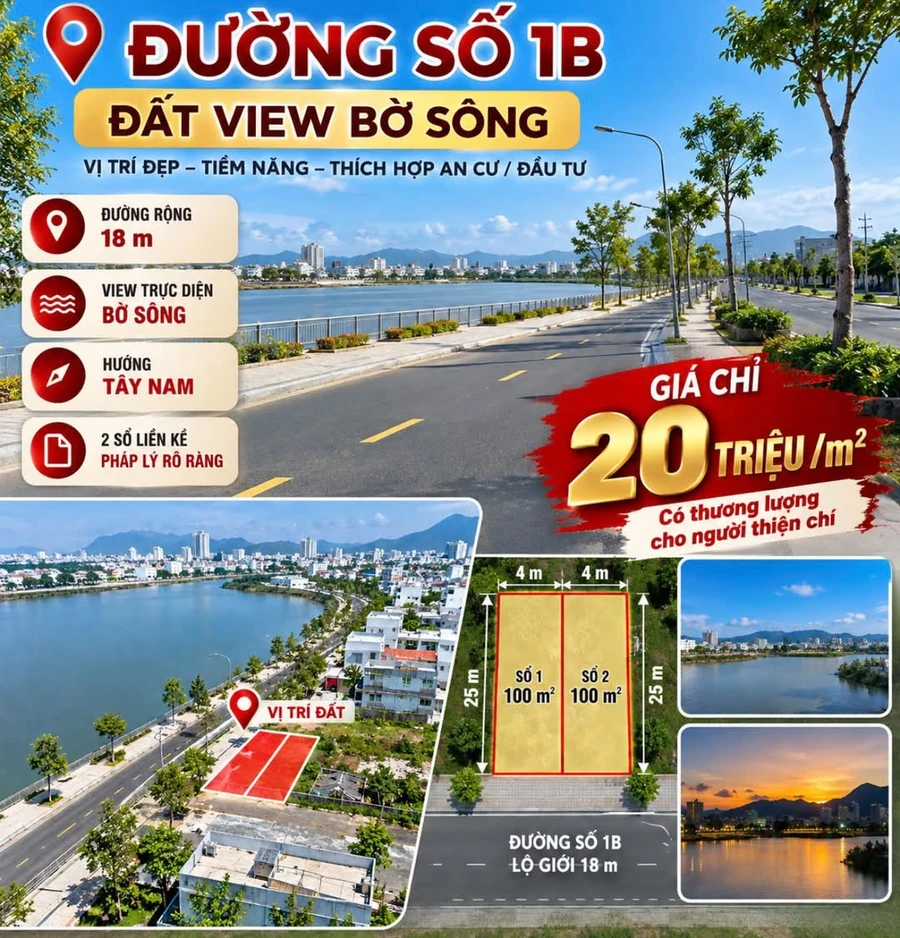 Bán 200m² đất view sông, Đường số 1B, Quy Nhơn, 4 tỷ - Ảnh 1