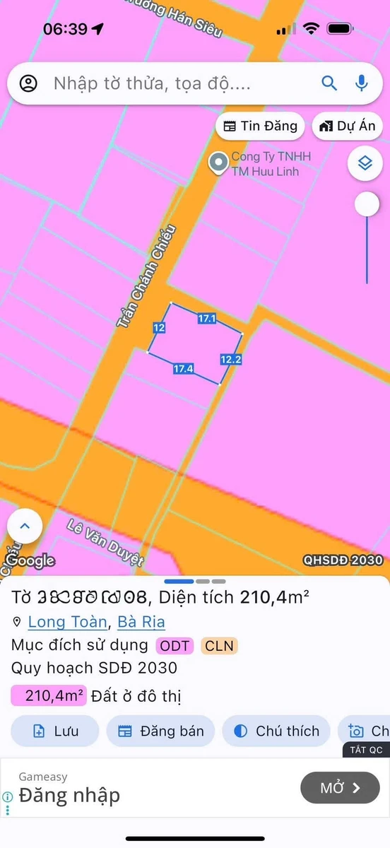 Bán đất góc 2 mặt tiền 210,3 m² Bà Rịa - Ảnh 1