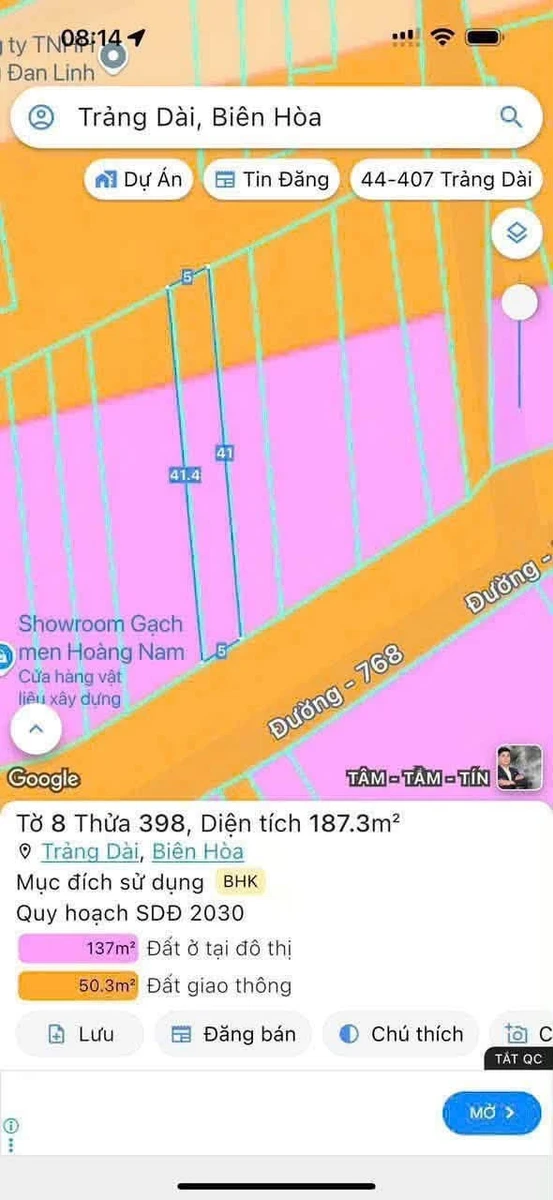 Bán lô đất mặt tiền kinh doanh Biên Hoà 187m2, 3.1 tỷ - Ảnh 1