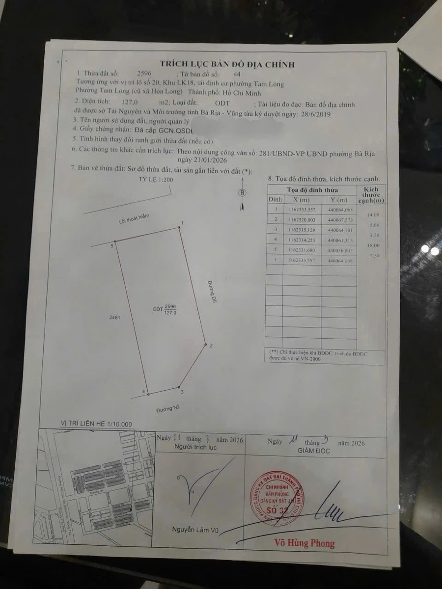 Bán lô góc 2 mặt tiền 135m² Hòa Long giá 2,95 tỷ - Ảnh thu nhỏ 3