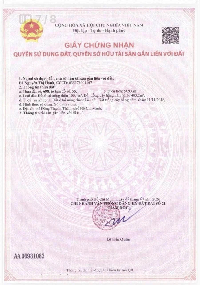Bán đất Đông Thạnh 510m² giá 7 tỷ 400 triệu - Ảnh thu nhỏ 3
