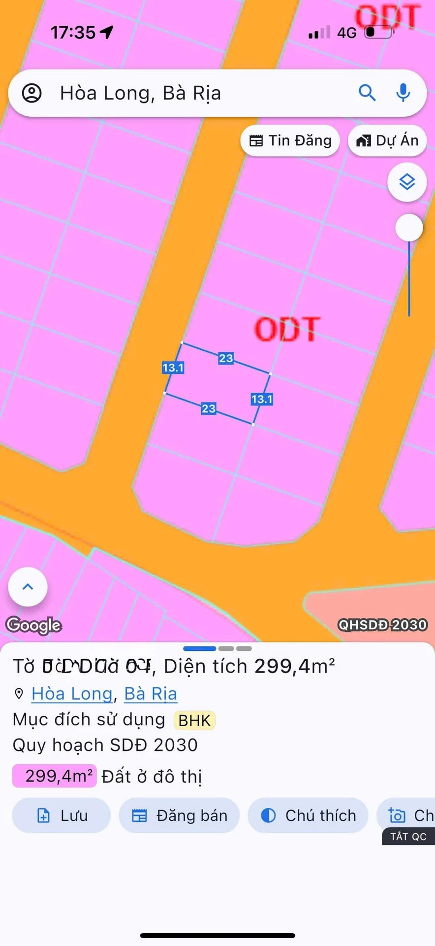 Bán đất biệt thự 299m2 Hòa Long Ba Ria 3.3 tỷ - Ảnh 1