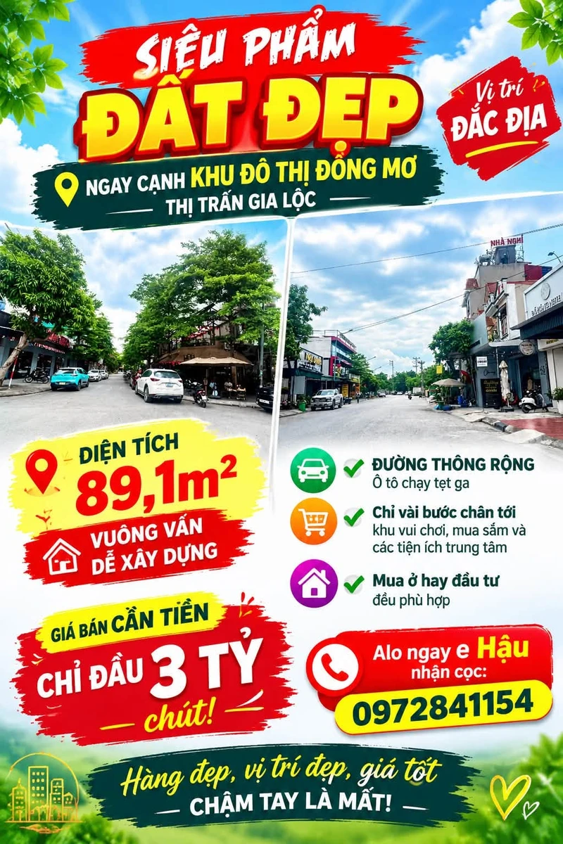 Bán đất 89.1m² gần khu đô thị Đông Mơ Gia Lộc - Ảnh 1
