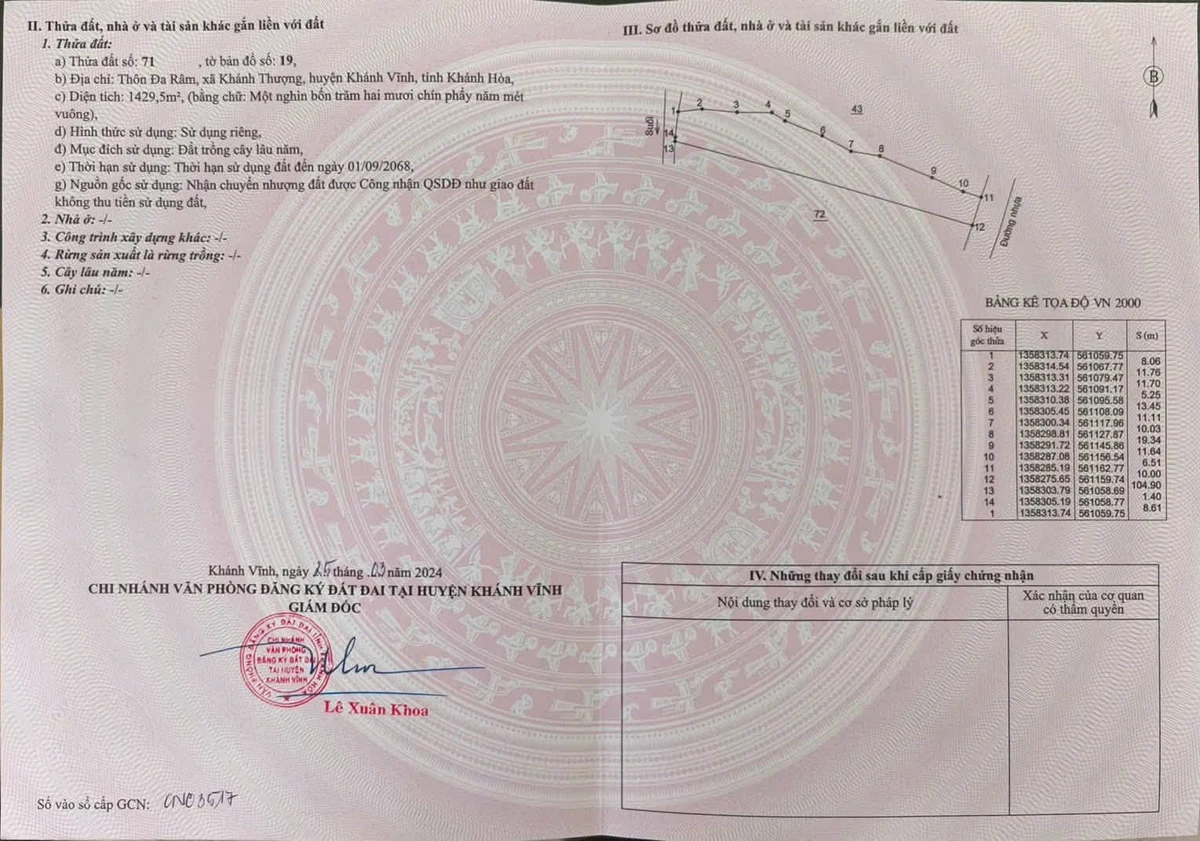 Bán đất Khánh Thượng Khánh Vĩnh 1.429,5 m² mặt tiền 10m - Ảnh thu nhỏ 5